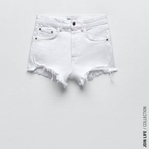 zara hi rise denim shorts